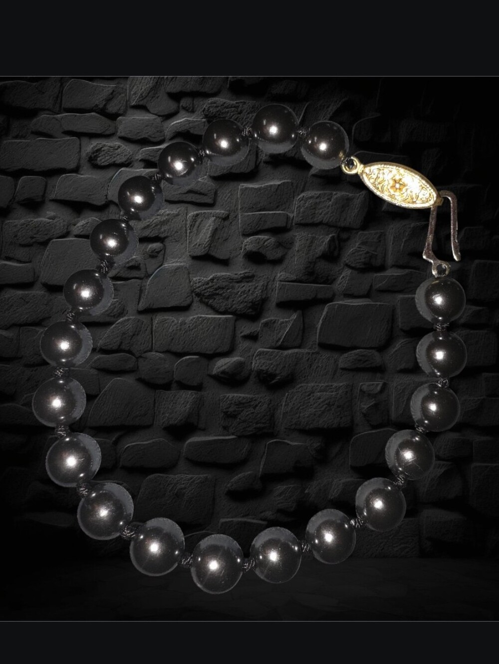 Classic Hematite Bead Bracelet with Gold Accent